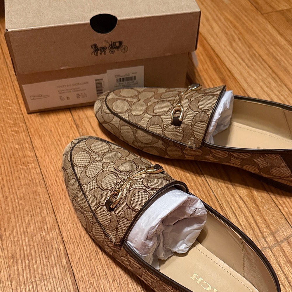 Coach Monogram Canvas Horsebit Loafers - Tan/Cream